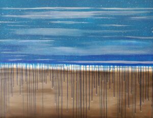 Blue Rain Drops with Wind